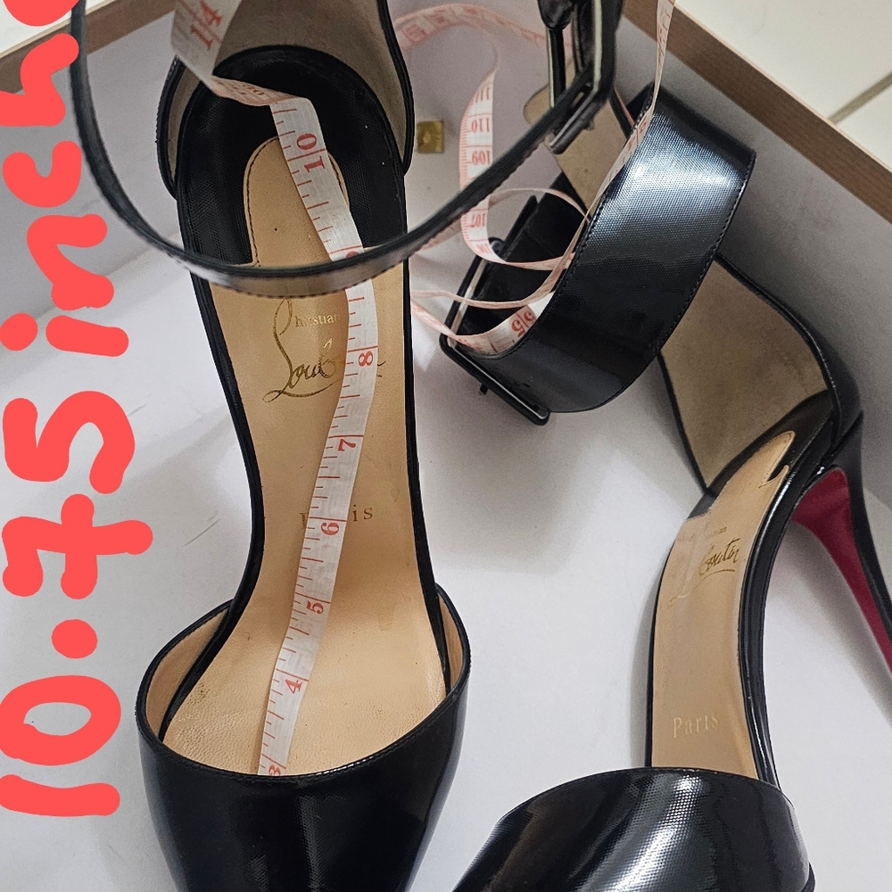 Authentic Christian Louboutin Black Patent Harler 100 Ankle Strap Pumps Sz 41 - Picture 12 of 16